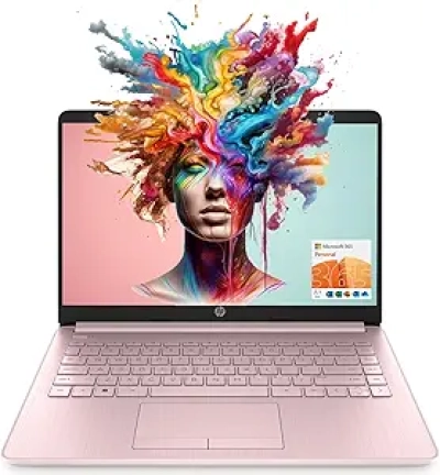 HP Portable Laptop 14'' HD 16GB RAM 64GB SSD Windows 11 + Microsoft 365 Rose