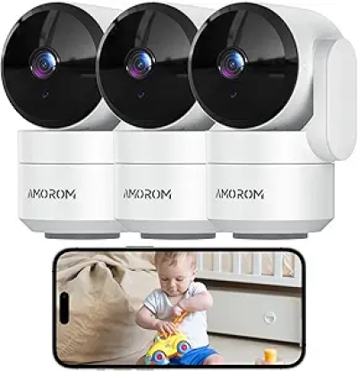 Caméra de Surveillance 360° WiFi pour Maison et Animaux - Pack de 3