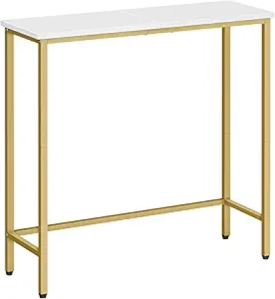 Console Table Étroite 29,5" HOOBRO - Table d'Entrée Blanc et Or