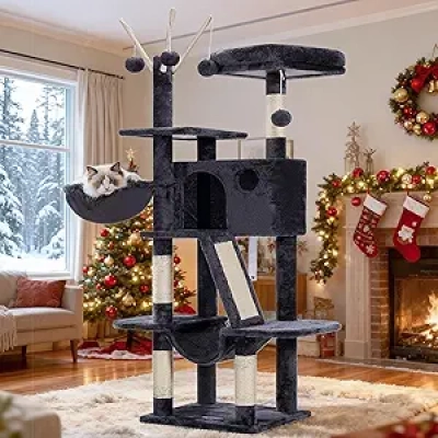 Arbre à Chat Hey-brother 53 pouces - Tour Multi-niveaux avec Griffoir Sisal