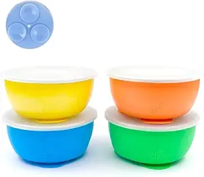 Bols Inox avec Ventouse pour Bébé et Enfant - Lot de 4 avec Couvercles