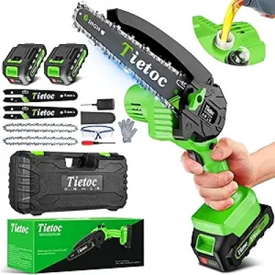 Tronçonneuse électrique mini 6 pouces - 2 batteries incluses | Outil jardinage