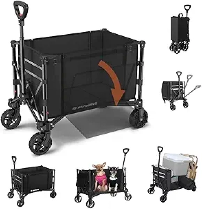 Chariot Pliable 3 en 1 - 120L - 220kg - Panier Courses à Roulettes