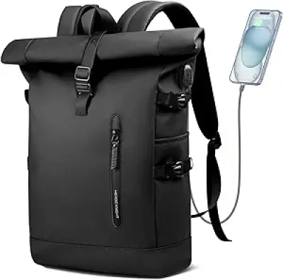 Sac à Dos Rolltop Étanche 15.6" avec Port USB - Voyage & Travail