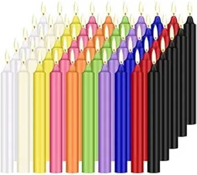 100 Bougies Rituelles Chime Sans Parfum - Couleurs Assorties 4" | Bougies à Mèche en Coton