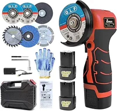 Meuleuse d'Angle Sans Fil 19500rpm - Kit Complet avec 2 Batteries 16.8V