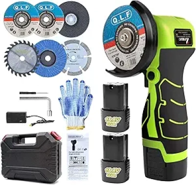 Meuleuse d'Angle Sans Fil 19500rpm - Kit Complet avec 2 Batteries 16.8V
