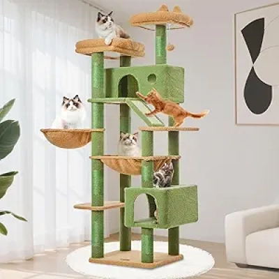 Arbre à Chats 71 Pouces Taoqimiao Cactus - Très Grand Griffoir pour 5-8 Chats
