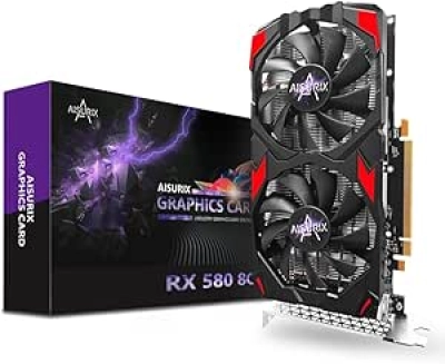 Carte Graphique AISURIX RX 580 8GB GDDR5 - GPU Gaming PC Haute Performance