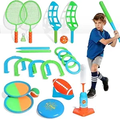 Jeux de Plein Air 8 en 1 pour Enfants - Kit Sportif Complet