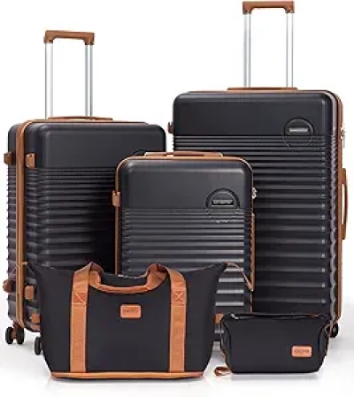 Set de 5 Valises Rigides avec Roulettes et Serrure TSA