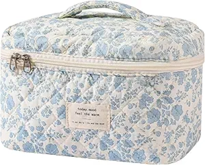 Grand Trousse de Maquillage Floral Coquette pour Femme - Organiseur de Cosmétiques de Voyage