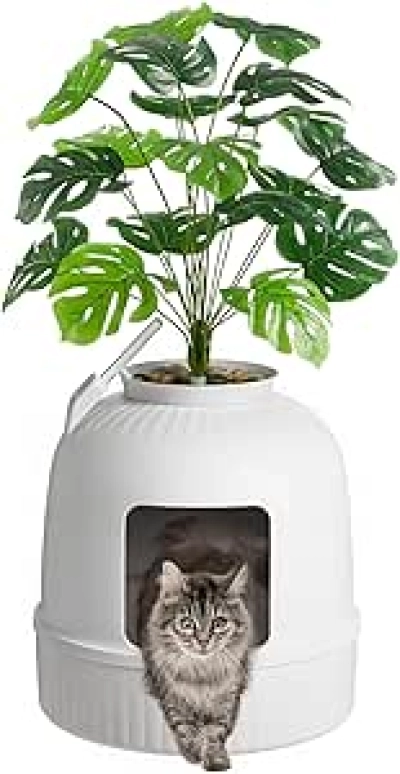 Bac à Litière Chat Caché Lifewit avec Plante Artificielle - Design Discret