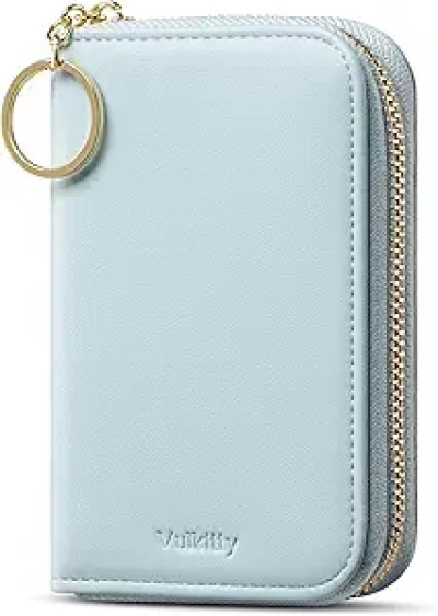 Portefeuille Femme Vulkitty Cuir RFID Blocking Compact Bleu