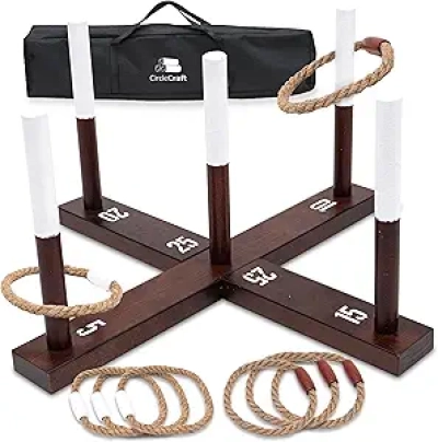Jeu de Lancer d'Anneaux CircleCraft - Jeux de Jardin Rustiques pour Famille