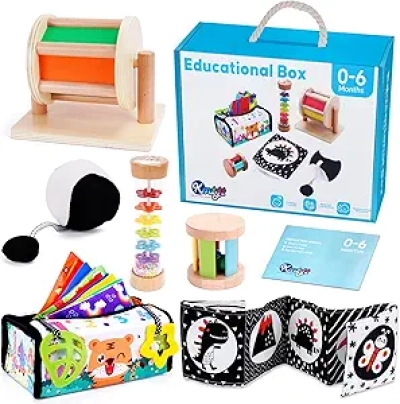 Jouets Montessori Bébé 0-6 Mois | Boîte Éducative en Bois