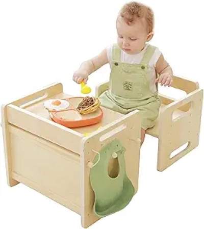 Table et Chaise Montessori Ajustable pour Enfant | Apprentissage et Repas