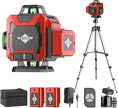 Laser Level 360° Autonivelant WEIDDW 4D avec Trépied - Niveau Laser Croix pour Construction