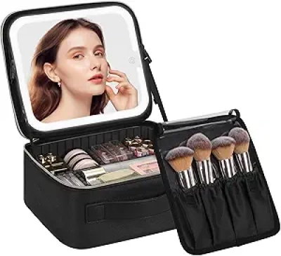 Mallette Maquillage LED avec Miroir Lumineux - Organiseur Cosmétique Professionnel
