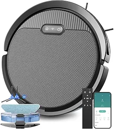 Robot Aspirateur et Laveur V3 5000Pa WiFi Alexa - Poils d'Animaux