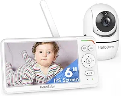 Babyphone HelloBaby 6" IPS - Écran géant, 30h batterie, sans WiFi sécurisé