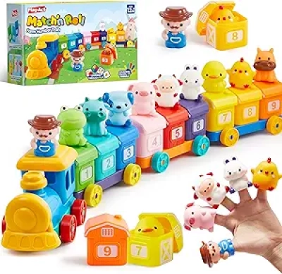 Train Ferme Montessori pour Enfants 1-3 ans - Jouet Éducatif de Tri et Comptage
