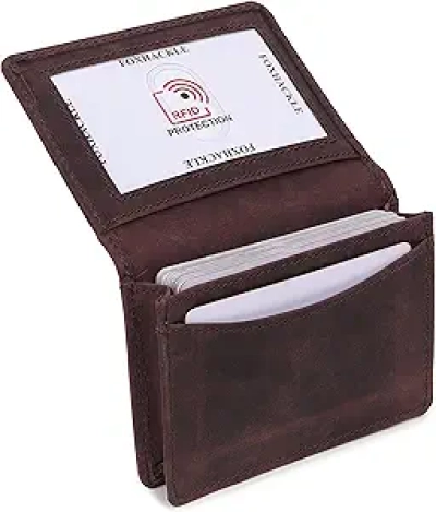 Portefeuille Cuir Homme FOXHACKLE - Porte-Cartes RFID Bifold Marron
