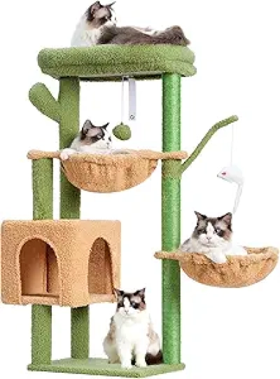 Arbre à Chat Cactus 39,4" - Tour de Jeux avec Griffoirs Sisal pour Chats d'Intérieur