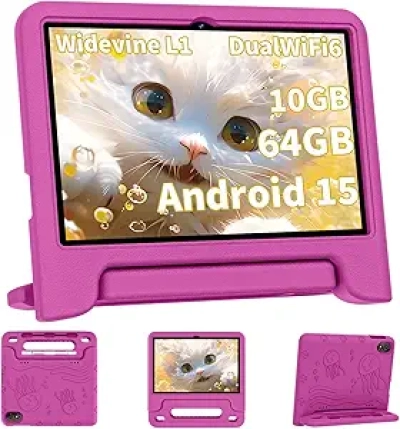 Tablette Android 14 10 pouces pour enfants - 10GB RAM, 64GB, batterie 6000mAh