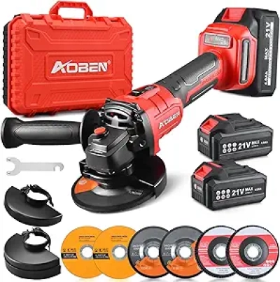 Meuleuse d'angle sans fil AOBEN 21V - 115mm avec 2 batteries 4.0Ah