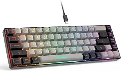 Clavier Gaming 65% Compact Filaire Rétroéclairé LED - Mécanique Silencieux PC
