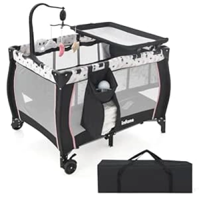 Lit Bébé 3 en 1 Portable INFANS - Parc, Berceau et Table à Langer