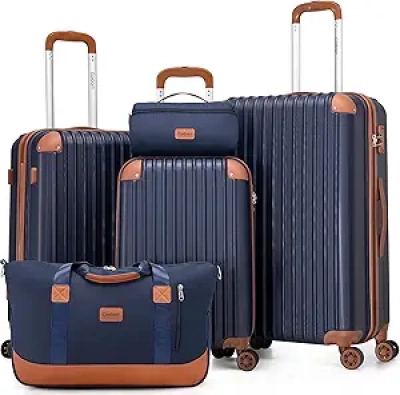 Ensemble Valises 5 Pièces ABS avec Serrure TSA et Roulettes Silencieuses