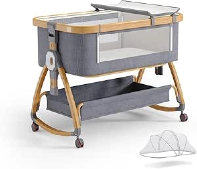 Berceau Lit Cododo 4-en-1 avec Hauteur Ajustable et Roulettes