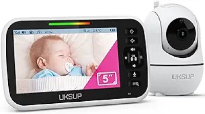Babyphone avec Caméra 960ft - Écran LCD 5", Vision Nocturne, Sans WiFi
