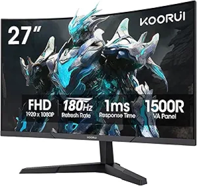 Moniteur Gaming Courbe 27 pouces 180Hz Full HD KOORUI - 1500R