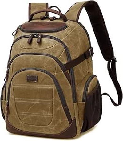 Sac à Dos Ordinateur 17.3 Pouces - Backpack Voyage Toile Cirée Homme Professionnel