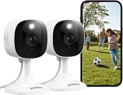 Caméra de Surveillance 2K Intérieur/Extérieur - Vision Nocturne Couleur, Alexa & Google Home