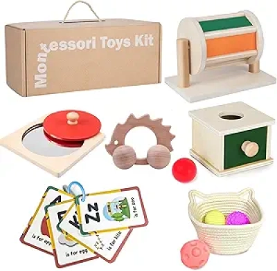 Jouets Montessori 7-12 Mois - Kit Éducatif 7 en 1 pour Bébé