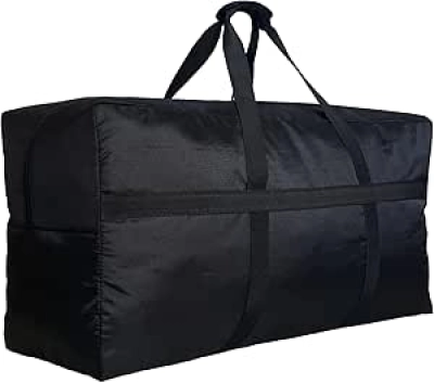 Grand Sac de Voyage Pliable XL - Sac Polochon Noir Capacité Extra Large