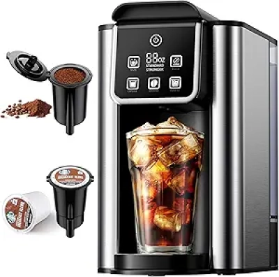 Machine à Café Chaud et Froid 2 en 1 - Cafetière Monoservice K-Cup et Moulu
