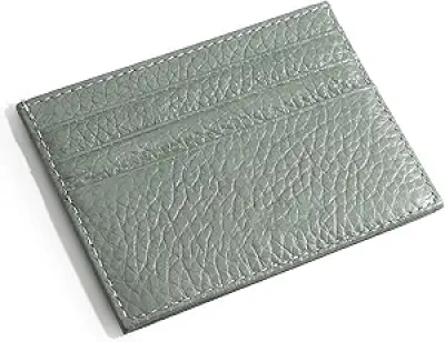 Portefeuille Cuir Véritable M-Plateau - Porte-Cartes Ultra Slim 6 Compartiments Vert Clair
