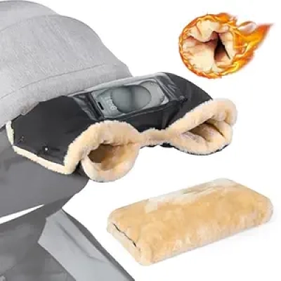 Moufles Poussette Bébé Hiver - Gants Thermiques avec Poche Téléphone