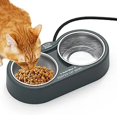 Gamelle Chauffante pour Chat et Animaux - Double Bol 23 oz