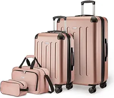 Ensemble 4 Valises Amazon Basics Rose Gold - Trolley Cabine + Soute + Sacs