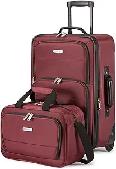 Ensemble de Bagages Amazon Basics - Valise 23 pouces + Sac 15 pouces Bordeaux