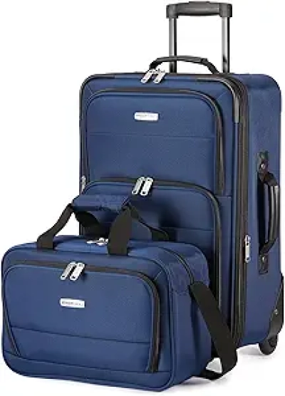 Set Bagages Amazon Basics - Valise 23" + Sac à Main 15" Bleu Marine