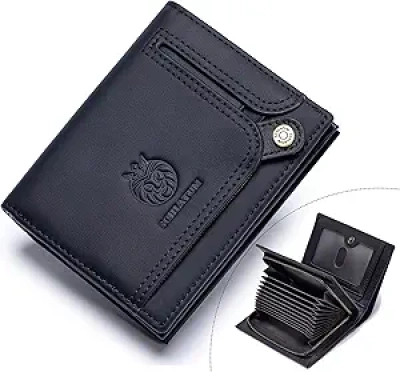 Portefeuille Homme Cuir Véritable RFID 21 Cases - Bifold Noir Premium