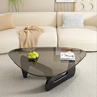 Table Basse Verre Moderne EASYSOUL - Design Oval Contemporain 84cm