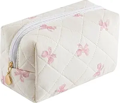 Trousse de Toilette Femme Matelassée - Pochette Maquillage Voyage Floral Rose